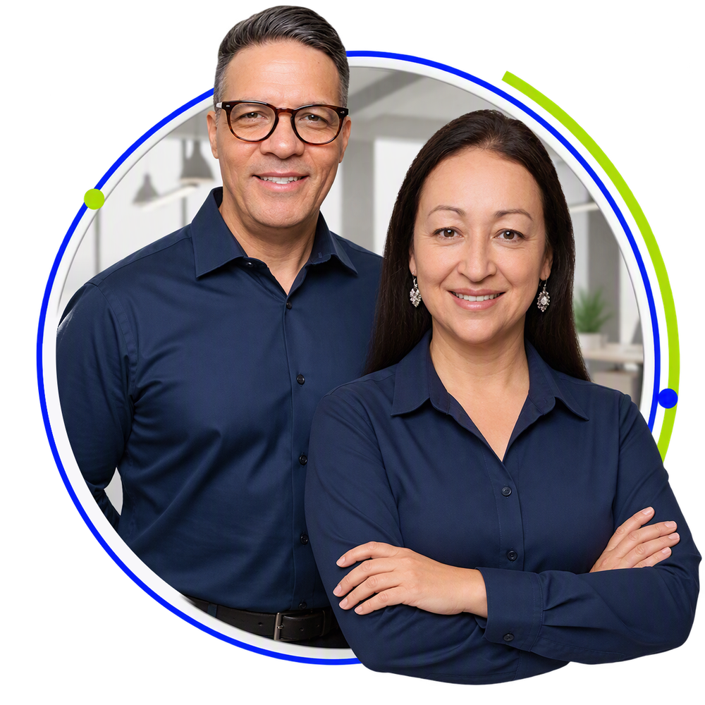 Teacher Paulo Santos e Rosana R. Santos, fundadores da You Up English